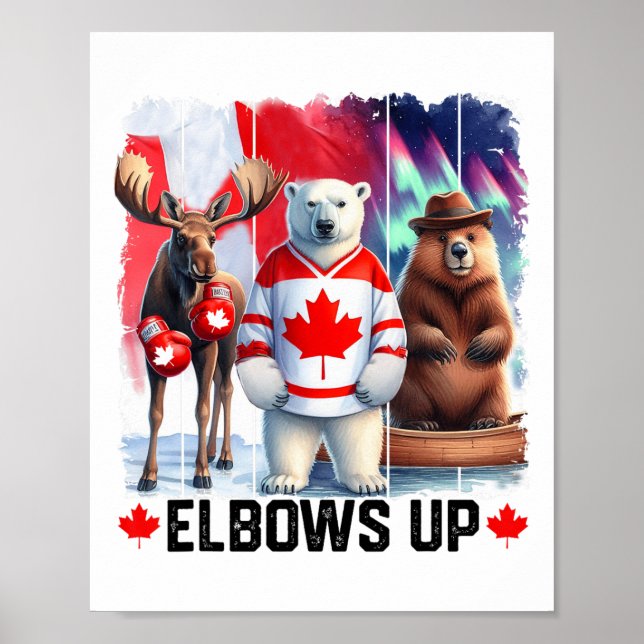 Affiche Hockey Drapeau du Canada Boxe de castor amusant M (Devant)