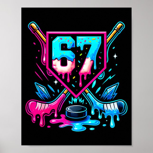 Affiche Hockey Drip 6 7 Numéro 67 Six Sept Mème Hommes Gar (Devant)
