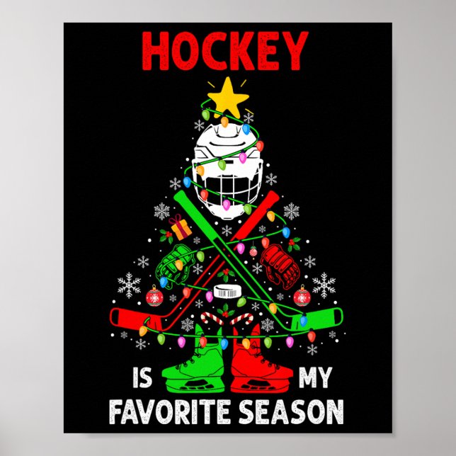Affiche Hockey Est Ma Saison Préférée Sapin Équipement (Devant)