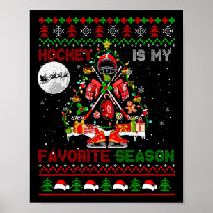 Affiche Hockey est mon équipement d'arbre de Noël de saiso
