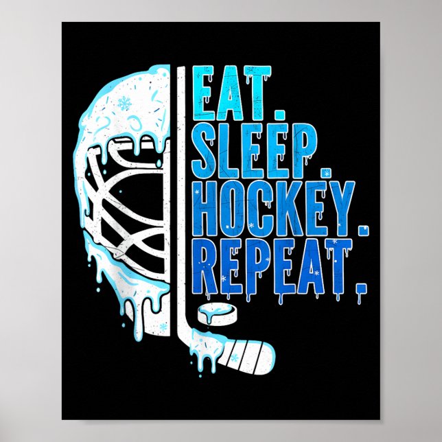 Affiche Hockey Ice Cream Drip Eat Sleep Hockey Repeat Boys (Devant)