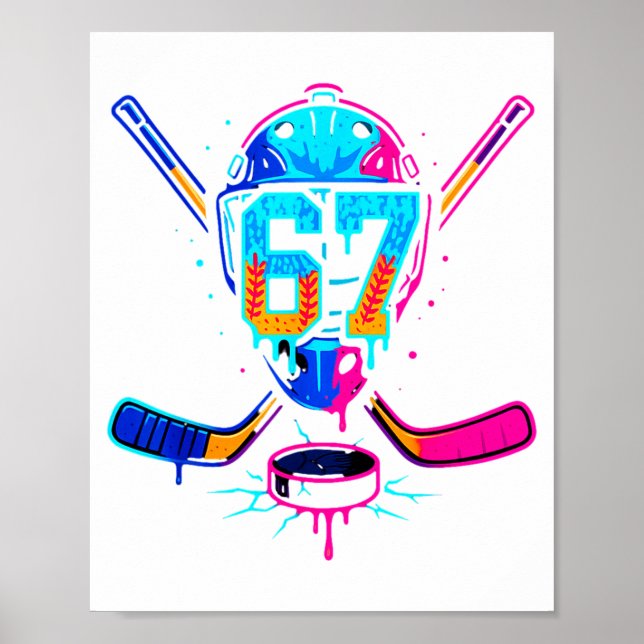 Affiche Hockey Ice Cream Drip Number 67 Player 67th Birthd (Devant)