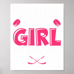 Affiche Hockey Joue Comme Une Fille Humour Amateur De Hock