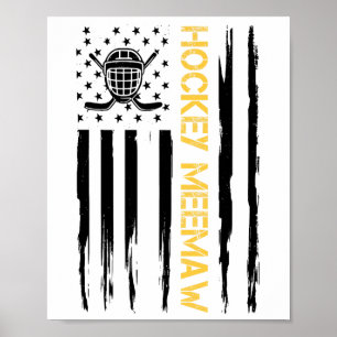 Affiche Hockey Mémé Joueuse de Hockey Drapeau États-Unis