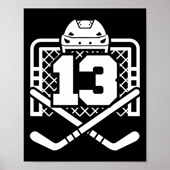 Affiche Hockey Number 13 Jersey Funny Hockey Player Game D (Devant)