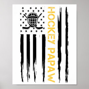Affiche Hockey Papy Joueur de Hockey Drapeau États-Unis
