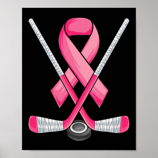 Affiche Hockey rose Ruban Brebis Sensibilisation au cancer (Devant)