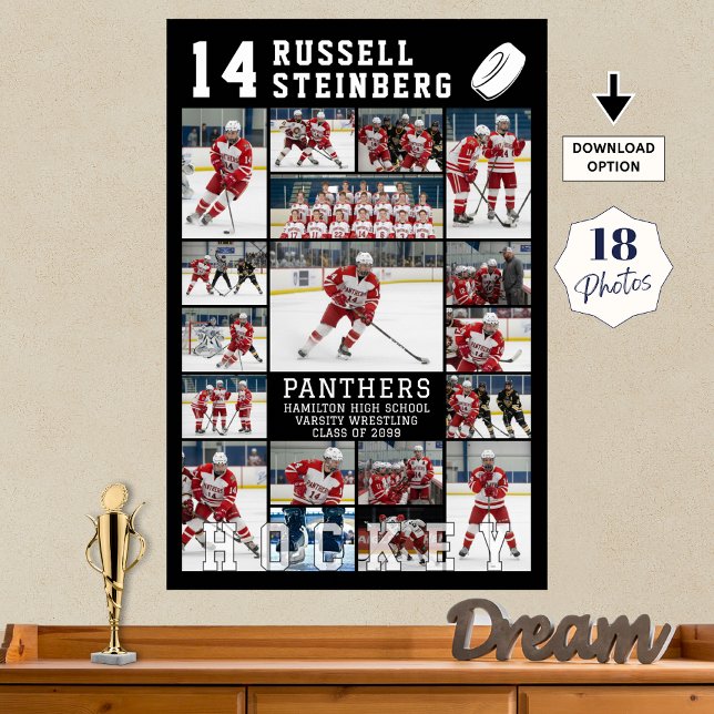 Affiche Hockey Senior Graduation 18 Photo Collage (Créateur téléchargé)