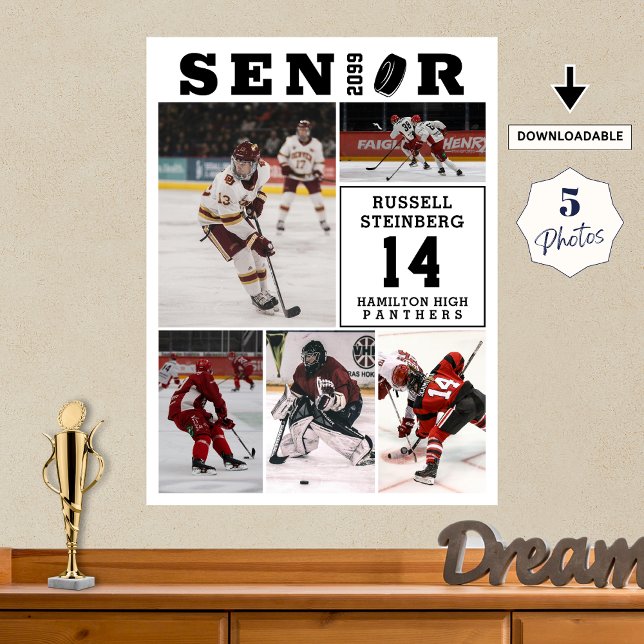Affiche Hockey Senior Night 5 Photo Collage (Créateur téléchargé)