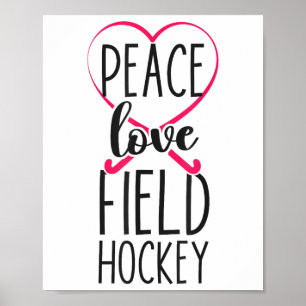 Affiche Hockey sur gazon Cœur Paix Amour Hockey sur gazon