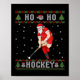 Affiche Hockey sur gazon Ho Ho Hockey Noël sale Père Noël