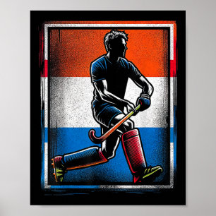 Affiche Hockey sur gazon Hommes Pays-Bas Drapeau néerlanda