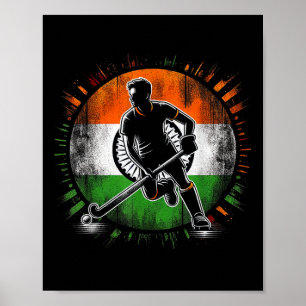 Affiche Hockey sur gazon Inde Hommes Drapeau indien Fieldh