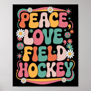 Affiche Hockey sur gazon Paix Amour 70s Hippie Rétro