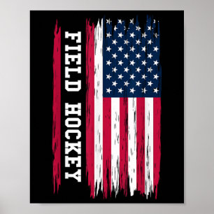 Affiche Hockey sur gazon Usa Drapeau américain Joueur de h