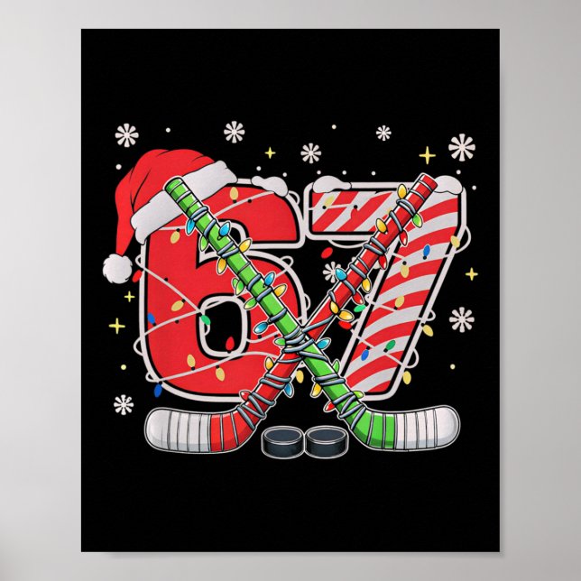 Affiche Hockey sur glace 67 Noël Drôle Six Sept Meme  (Devant)