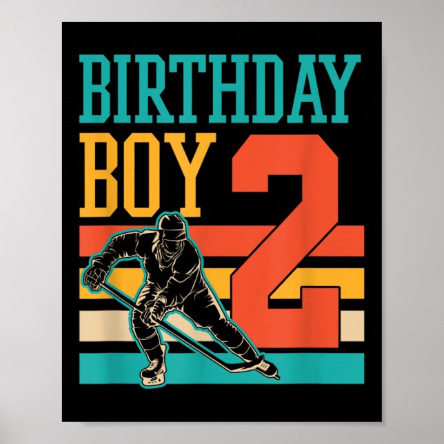 Affiche Hockey sur glace âgé de 2 ans thème 2e fête d'anni (Devant)