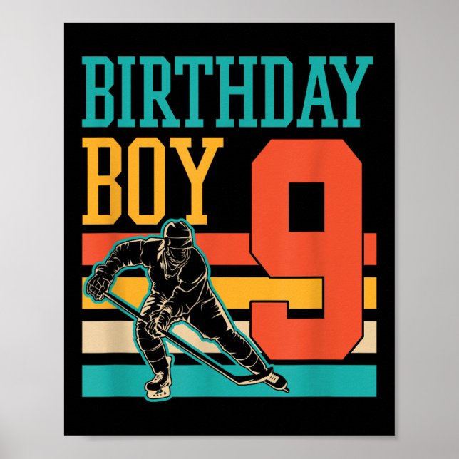 Affiche Hockey sur glace âgé de 9 ans thème 9e anniversair (Devant)