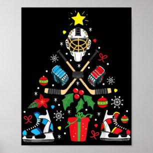 Affiche Hockey sur glace Arbre de Noël Ornements Fun Noël