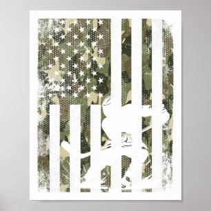 Affiche Hockey sur glace Camouflage Drapeau Usa Joueur de