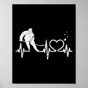 Affiche Hockey sur glace Cœur Saint-Valentin Battement de 