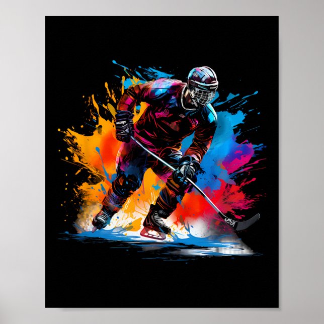 Affiche Hockey sur glace coloré (Devant)