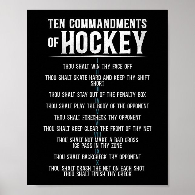 Affiche Hockey Sur Glace Dix Commandements De Hockey Vinta (Devant)