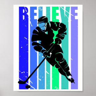 Affiche Hockey sur glace Garçons Rétro Vintage Joueur de h