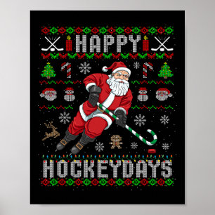 Affiche Hockey sur glace Noël sale Père Noël Joyeux Hockey