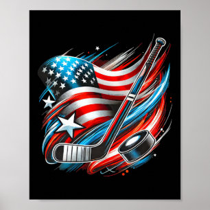 Affiche Hockey sur glace patriotique 4 juillet Indépendanc