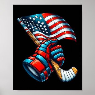 Affiche Hockey sur glace patriotique 4 juillet Indépendanc