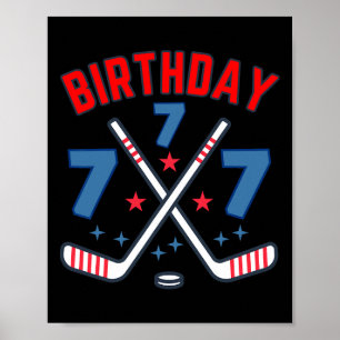 Affiche Hockey sur glace Sept Garçon d'anniversaire 7e Fêt