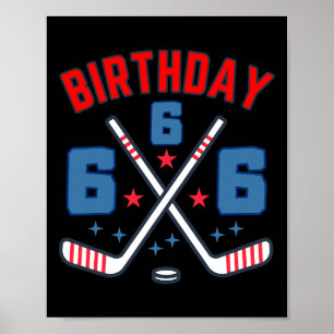 Affiche Hockey sur glace Six Anniversaire Garçon 6ème Fête