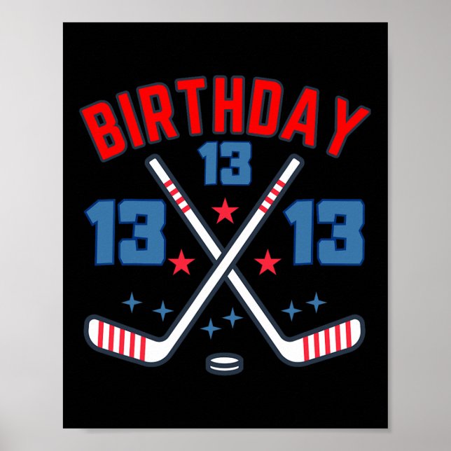 Affiche Hockey sur glace Treize Anniversaire Garçon 13e Fê (Devant)
