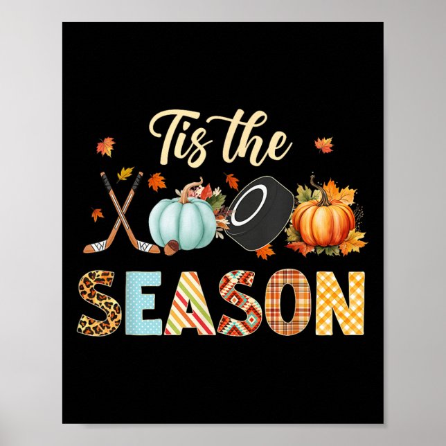Affiche Hockey Tis Saison Citrouille Automne Automne Thank (Devant)