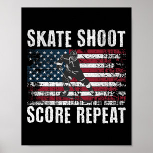 Affiche Hockey Usa Drapeau Américain Drôle Quatre Juillet