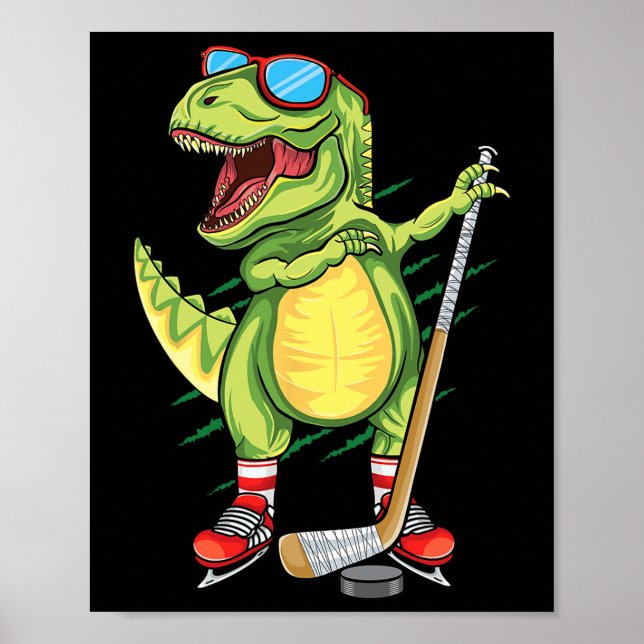 Affiche Hockeysaurus Dinosaure Hockey sur Glace Trex Enfan (Devant)