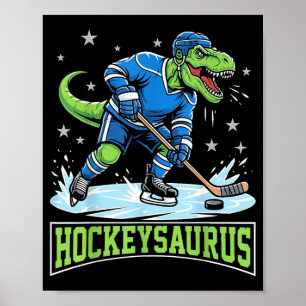 Affiche Hockeysaurus Drôle Dinosaure Hockey Joueur Enfants