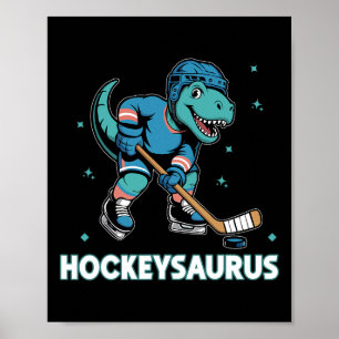 Affiche Hockeysaurus Drôle Dinosaure Trex Hockey Enfants H