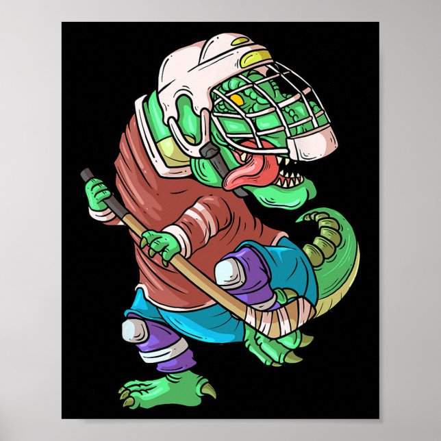 Affiche Hockeysaurus Enfants T-rex Dinosaure Avec S De Hoc (Devant)