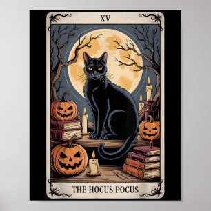 Affiche Hocus Pocus Tarot Halloween Chat Citrouille Mystic