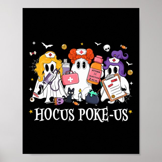 Affiche Hocus Poke-us Witse Nurse Funny Halloween Éffrayan (Devant)