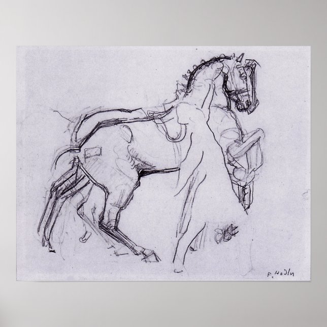 Affiche Hodler - Cavalier marchant à cheval 1908 (Devant)