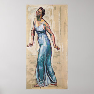 Affiche Hodler - Chiffre Féminin Striding Dans Blue Gwand