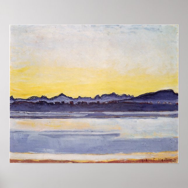 Affiche Hodler - Lac Léman Avec Mont Blanc Avant Sunri... (Devant)
