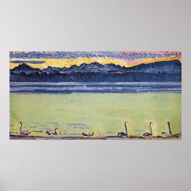 Affiche Hodler - Lake Geneva, Mont Blanc, Morning Dawn 19… (Devant)