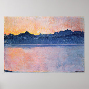 Affiche Hodler - Lake Geneva, Mont Blanc, Morning Light 1…