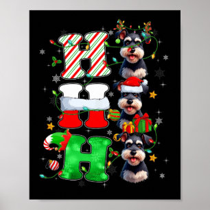 Affiche Hohoho Schnauzer Chien Père Noël Elf Casquette Rei