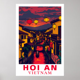 Affiche Hoi An Vietnam Lanternes de Voyage Vintage