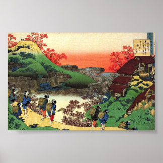 Affiche Hokusai - Art japonais - Vue paysagère cool du Jap